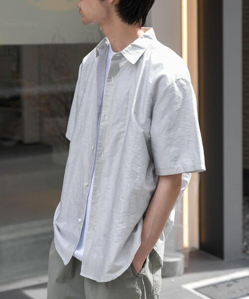 FORK&SPOON（フォークアンドスプーン）の「FORK&SPOON　リネンワッシャーレギュラーカラーシャツ（シャツ/ブラウス・メンズ・ホワイト系その他/ブラック系その他・5/4）」の4枚目の写真
