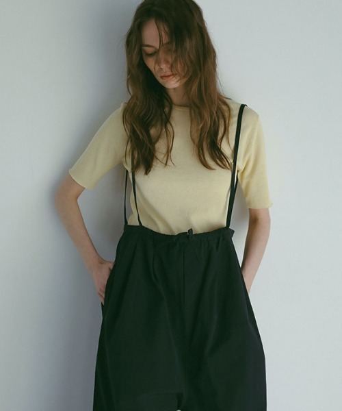 ETRE TOKYO(エトレトウキョウ)の「バイカラーダブルニットハーフスリーブプルオーバー(Tシャツ/カットソー・レディース・ブルー/ネイビー/イエロー・FREE)」の3枚目の写真