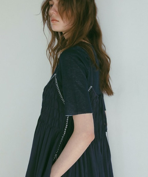 ETRE TOKYO(エトレトウキョウ)の「バイカラーダブルニットハーフスリーブプルオーバー(Tシャツ/カットソー・レディース・ブルー/ネイビー/イエロー・FREE)」の10枚目の写真