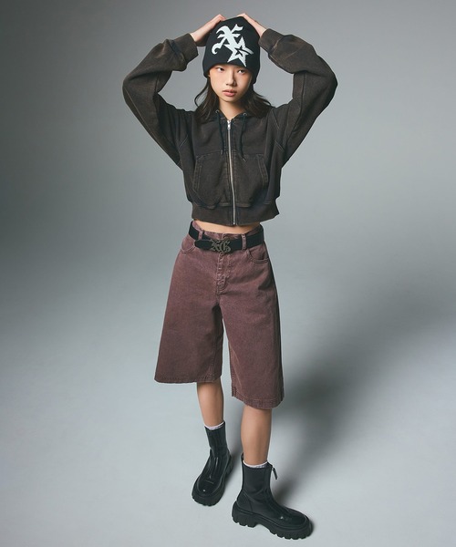 X-girl（エックスガール）の「DUSTY COMPACT ZIP UP SWEAT HOODIE（パーカー・レディース・ブラック/ピンク/グリーン・S/M）」の17枚目の写真