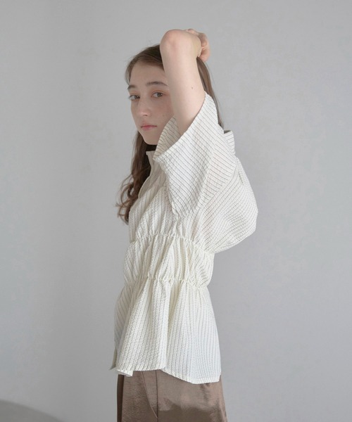 MINERTE】bustier style shirt / シャーリングビスチェ風