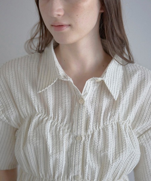 セール】【MINERTE】bustier style shirt / シャーリング