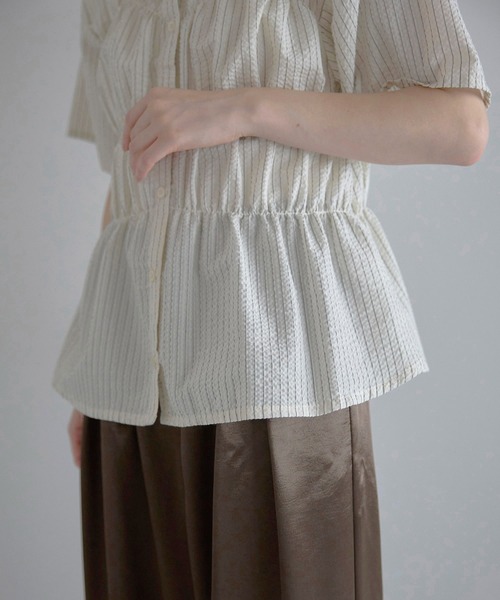 MINERTE】bustier style shirt / シャーリングビスチェ風
