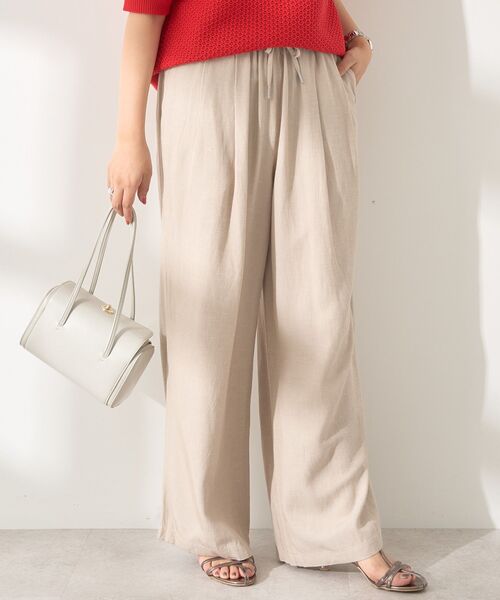 AMERICAN HOLIC（アメリカンホリック）の「接触冷感リネンブレンドタックワイドパンツ（その他パンツ・レディース・ベージュ/オリーブ/ブラック/ライトブルー/チャコールグレー・L/M）」の6枚目の写真