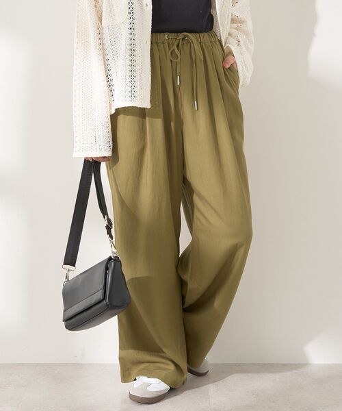 AMERICAN HOLIC（アメリカンホリック）の「接触冷感リネンブレンドタックワイドパンツ（その他パンツ・レディース・ベージュ/オリーブ/ブラック/ライトブルー/チャコールグレー・L/M）」の18枚目の写真