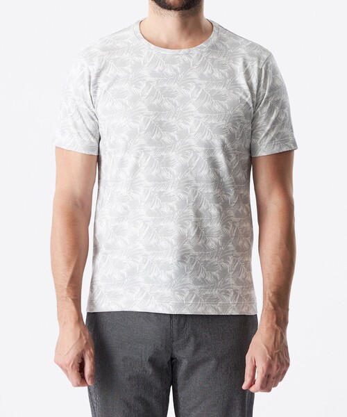 EPOCA UOMO(エポカウォモ)の「ボーダージャカードリーフプリントカットソー(Tシャツ/カットソー・メンズ・ライトブルー/ライトグレー・48/46)」の3枚目の写真