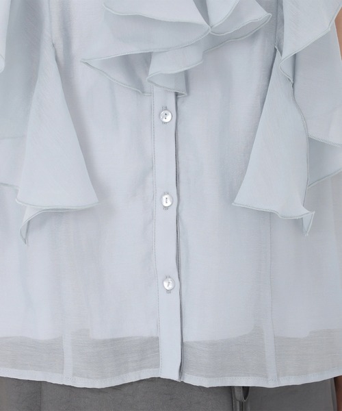 31 Sons de mode（トランテアン　ソン　ドゥ　モード）の「フリルシアーブラウス（シャツ/ブラウス・レディース・ベージュ/ライトブルー/ブラック/ライトグリーン・ﾌﾘ-）」の12枚目の写真