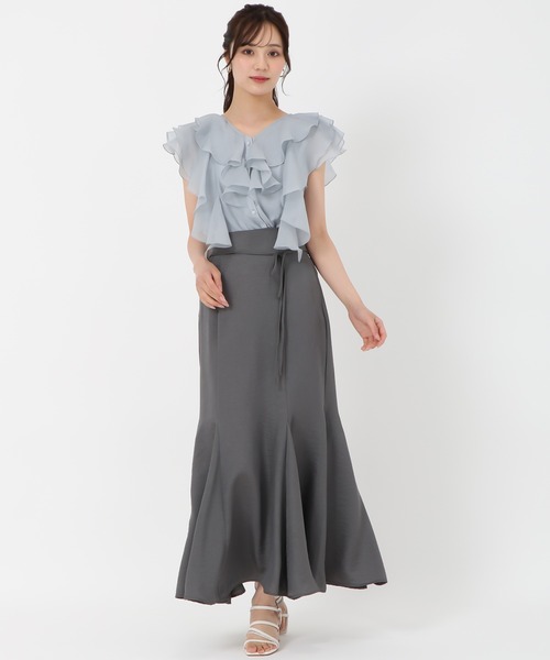 31 Sons de mode（トランテアン　ソン　ドゥ　モード）の「フリルシアーブラウス（シャツ/ブラウス・レディース・ベージュ/ライトブルー/ブラック/ライトグリーン・ﾌﾘ-）」の17枚目の写真