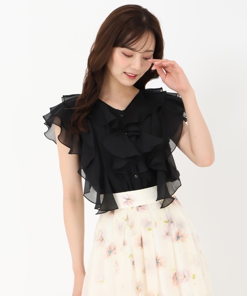 31 Sons de mode（トランテアン　ソン　ドゥ　モード）の「フリルシアーブラウス（シャツ/ブラウス・レディース・ベージュ/ライトブルー/ブラック/ライトグリーン・ﾌﾘ-）」の20枚目の写真