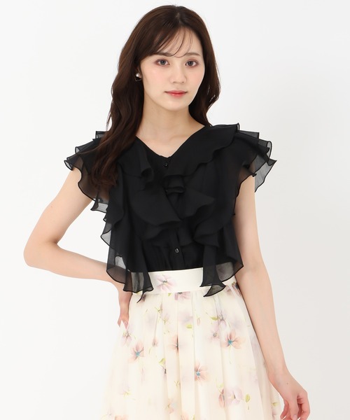 31 Sons de mode（トランテアン　ソン　ドゥ　モード）の「フリルシアーブラウス（シャツ/ブラウス・レディース・ベージュ/ライトブルー/ブラック/ライトグリーン・ﾌﾘ-）」の21枚目の写真