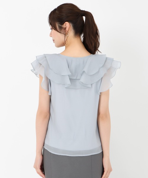 31 Sons de mode（トランテアン　ソン　ドゥ　モード）の「フリルシアーブラウス（シャツ/ブラウス・レディース・ベージュ/ライトブルー/ブラック/ライトグリーン・ﾌﾘ-）」の8枚目の写真