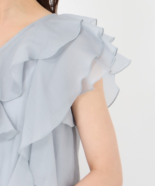 31 Sons de mode（トランテアン　ソン　ドゥ　モード）の「フリルシアーブラウス（シャツ/ブラウス・レディース・ベージュ/ライトブルー/ブラック/ライトグリーン・ﾌﾘ-）」の10枚目の写真