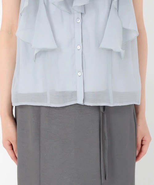 31 Sons de mode（トランテアン　ソン　ドゥ　モード）の「フリルシアーブラウス（シャツ/ブラウス・レディース・ベージュ/ライトブルー/ブラック/ライトグリーン・ﾌﾘ-）」の11枚目の写真