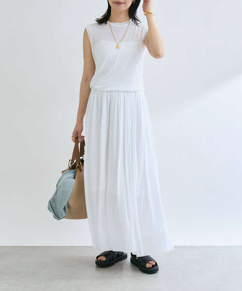 RIVE DROITE(リヴドロワ)の「【鮮度ある着こなし】シアーフライスレイヤードワンピース(ワンピース・レディース・ホワイト/ブラウン・FREE)」の1枚目の写真