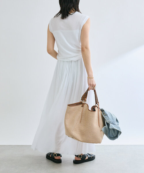 RIVE DROITE(リヴドロワ)の「【鮮度ある着こなし】シアーフライスレイヤードワンピース(ワンピース・レディース・ホワイト/ブラウン・FREE)」の16枚目の写真