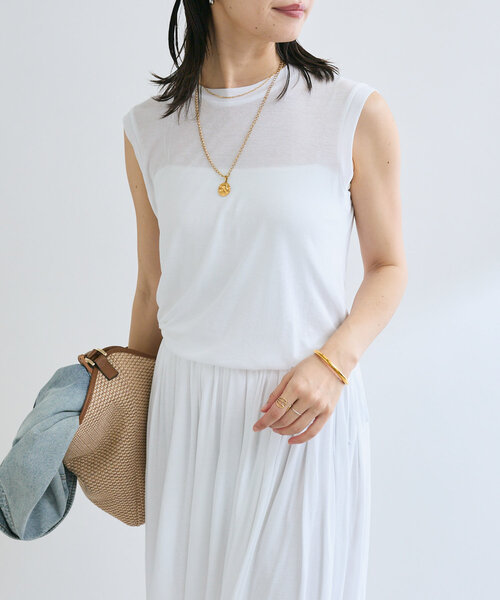 RIVE DROITE(リヴドロワ)の「【鮮度ある着こなし】シアーフライスレイヤードワンピース(ワンピース・レディース・ホワイト/ブラウン・FREE)」の17枚目の写真