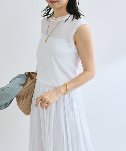 RIVE DROITE(リヴドロワ)の「【鮮度ある着こなし】シアーフライスレイヤードワンピース(ワンピース・レディース・ホワイト/ブラウン・FREE)」の18枚目の写真