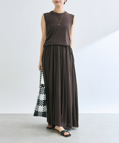 RIVE DROITE(リヴドロワ)の「【鮮度ある着こなし】シアーフライスレイヤードワンピース(ワンピース・レディース・ホワイト/ブラウン・FREE)」の21枚目の写真