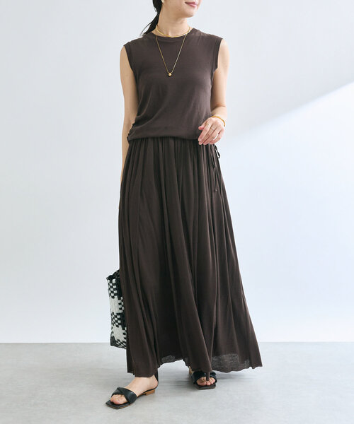 RIVE DROITE(リヴドロワ)の「【鮮度ある着こなし】シアーフライスレイヤードワンピース(ワンピース・レディース・ホワイト/ブラウン・FREE)」の22枚目の写真