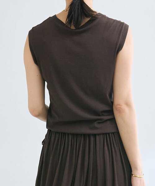 RIVE DROITE(リヴドロワ)の「【鮮度ある着こなし】シアーフライスレイヤードワンピース(ワンピース・レディース・ホワイト/ブラウン・FREE)」の6枚目の写真