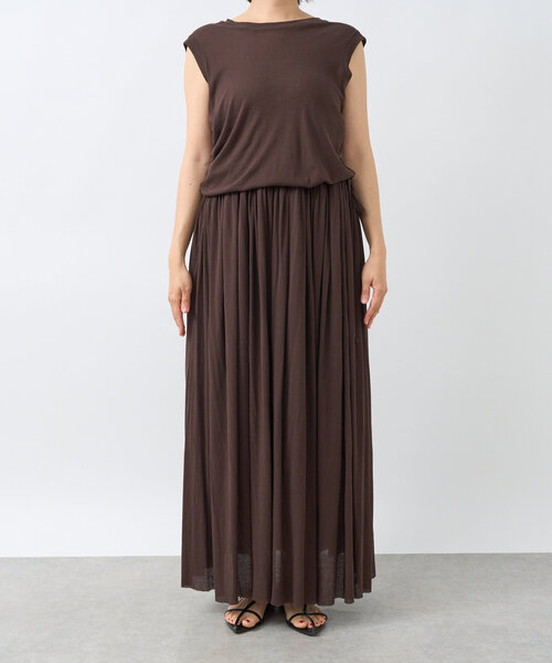 RIVE DROITE(リヴドロワ)の「【鮮度ある着こなし】シアーフライスレイヤードワンピース(ワンピース・レディース・ホワイト/ブラウン・FREE)」の7枚目の写真