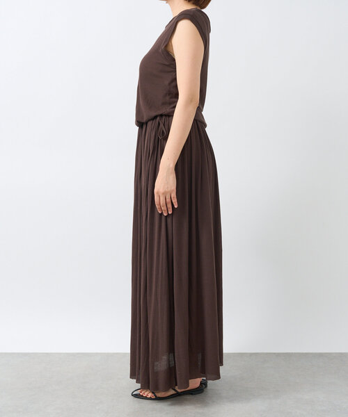 RIVE DROITE(リヴドロワ)の「【鮮度ある着こなし】シアーフライスレイヤードワンピース(ワンピース・レディース・ホワイト/ブラウン・FREE)」の8枚目の写真