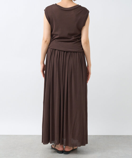 RIVE DROITE(リヴドロワ)の「【鮮度ある着こなし】シアーフライスレイヤードワンピース(ワンピース・レディース・ホワイト/ブラウン・FREE)」の9枚目の写真