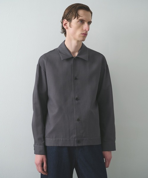 STUDIOUS（ステュディオス）の「【STUDIOUS】SHEER SHIRTS BLOUSON（シャツ/ブラウス・メンズ・ライトベージュ/グレー/ネイビー・1/2）」の2枚目の写真