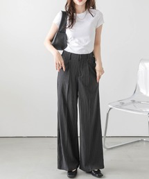 【日本製】ピンストライプワイドパンツ