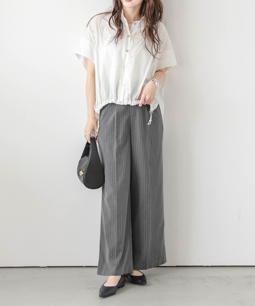 日本製】ピンストライプワイドパンツ（スラックス）｜Lajour