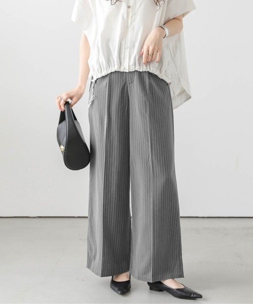 Lajour(ラジュール)の「【日本製】ピンストライプワイドパンツ(スラックス・レディース・ブラウン/ブラック/グレー/ベージュ・M/L)」の11枚目の写真