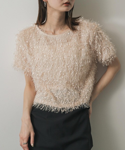 SENSE OF PLACE by URBAN RESEARCH（センスオブプレイスバイアーバンリサーチ）の「フリンジテープトップ(半袖)（Tシャツ/カットソー・レディース・オレンジ/キャメル/ブラック/オフホワイト・ONE）」の4枚目の写真