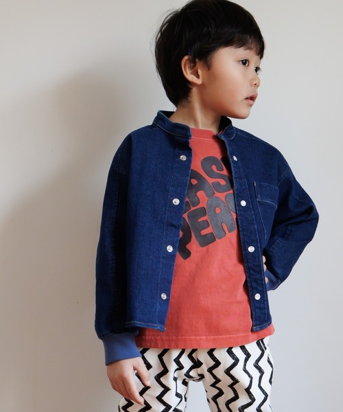 MAKE YOUR DAY（メイクユアデイ）の「無地バンドカラー長袖シャツ■80～140cm（シャツ/ブラウス・キッズ・ブルー/ブラック/ベージュ・140/130/120/110/100/90/80）」の3枚目の写真