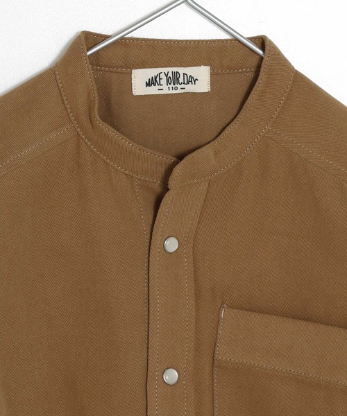 MAKE YOUR DAY（メイクユアデイ）の「無地バンドカラー長袖シャツ■80～140cm（シャツ/ブラウス・キッズ・ブルー/ブラック/ベージュ・140/130/120/110/100/90/80）」の16枚目の写真