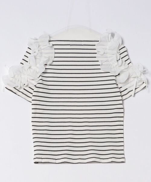 tシャツ フリル袖 リブカットソー  le reve vaniller レディース le reve vaniller tシャツ フリル袖 リブカットソー レディース