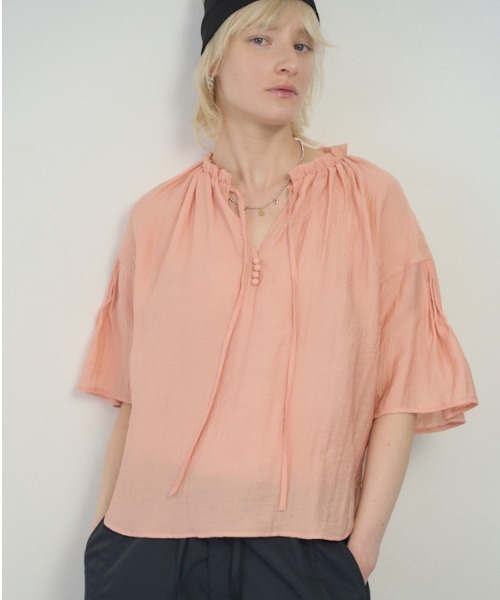 Muel Chic(ミュエルシック)の「Mont sheer blouse モントシアーブラウス(シャツ/ブラウス・レディース・コーラルピンク/ホワイト/ブラック・FREE)」の22枚目の写真
