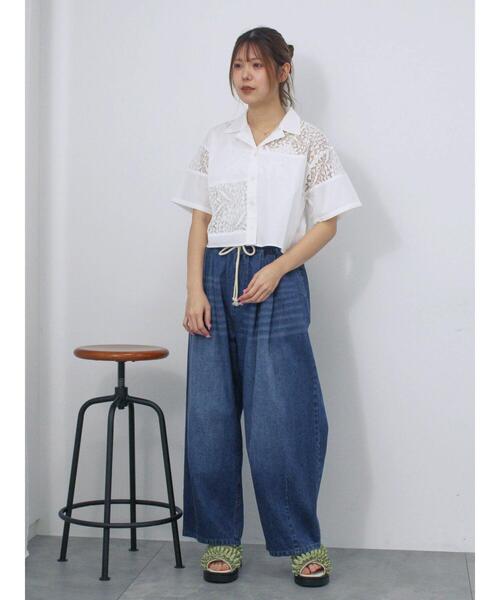 ehka sopo(エヘカソポ)の「レースパッチワークシャツ(シャツ/ブラウス・レディース・ブラック/グレー/オフホワイト/グリーン・F)」の10枚目の写真