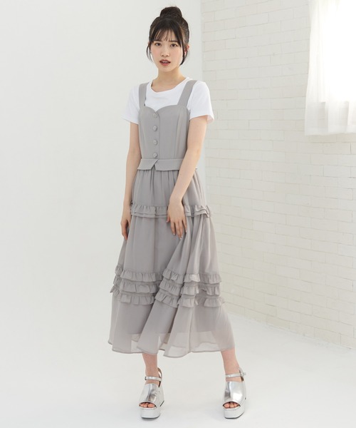 REDYAZEL(レディアゼル)の「ビスチェ×メニーフリルティアードワンピース(ワンピース・レディース・ブラック/オフホワイト/グレー・FREE)」の10枚目の写真