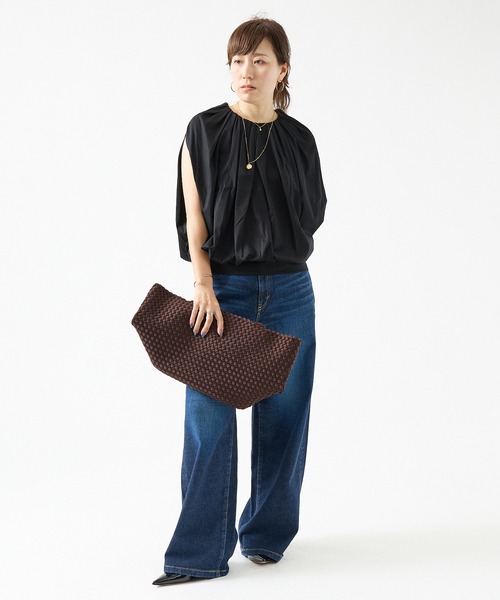 DESIGNWORKS(デザインワークス)の「コットンスムースギャザープルオーバー(Tシャツ/カットソー・レディース・アイボリー/ブラック・38)」の14枚目の写真