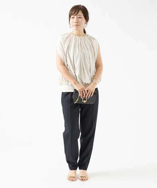 DESIGNWORKS(デザインワークス)の「コットンスムースギャザープルオーバー(Tシャツ/カットソー・レディース・アイボリー/ブラック・38)」の16枚目の写真