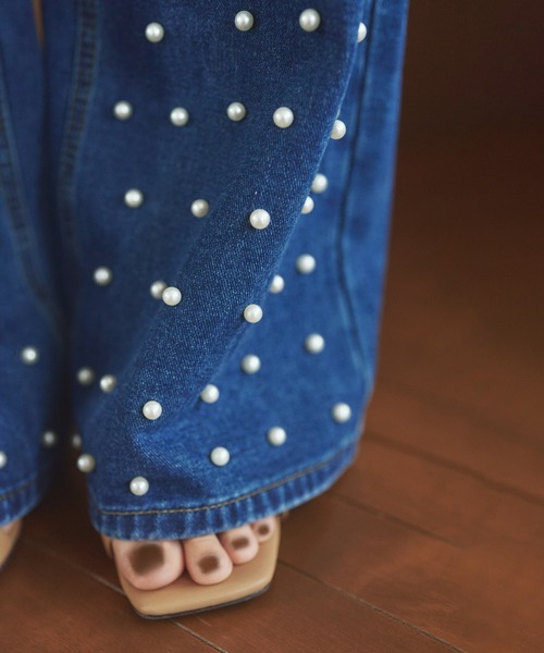 LAULEN（ローレン）の「pearl washed wide denim /パールウォッシュ加工ワイドストレートデニム（デニムパンツ・レディース・ブルー・M/S）」の4枚目の写真