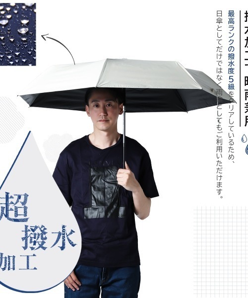 KIZAWA（キザワ）の「自動開閉 晴雨兼用折傘 完全遮光 58cm（折りたたみ傘・レディース・ブラック/ネイビー/グレー/オフホワイト・FREE）」の10枚目の写真