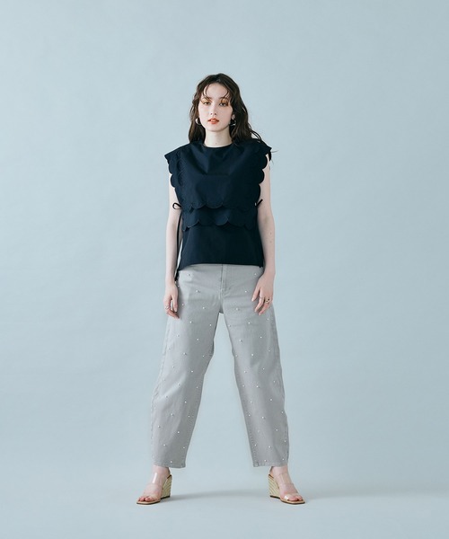 オーディア ミューズ（Audie a Muses）/パール付きカーブデニム/gray オーディア ミューズ（Audie a Muses）/パール付きカーブデニム/gray