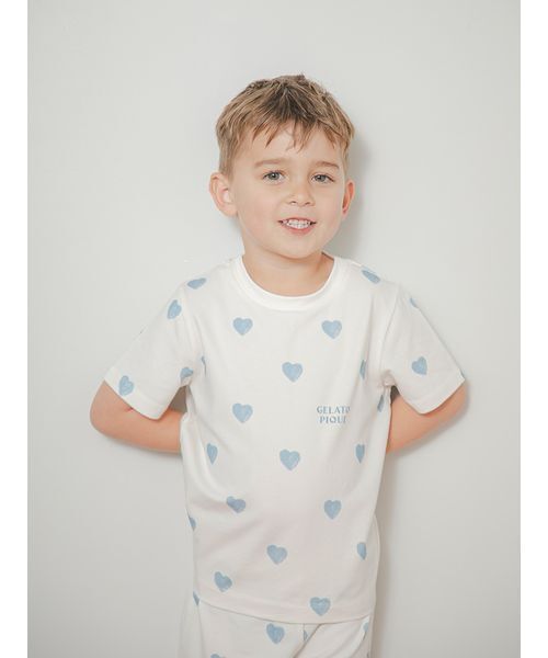 gelato pique（ジェラートピケ）の「【KIDS】ハート柄Tシャツ（ルームウェア/パジャマ・キッズ・ブルー/レッド・90/100/110/120）」の17枚目の写真