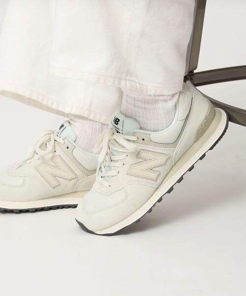 メメ　New Balance 574 ホワイト スニーカー セール 【New Balance】574 ☆ ゼブラがカワイイ♪ 大人も履ける