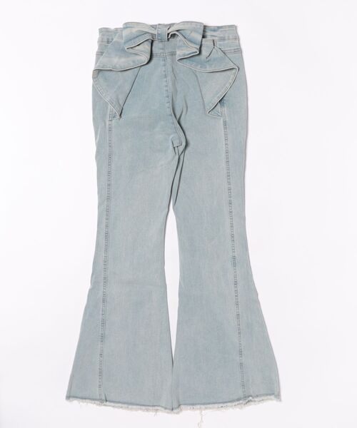 セール】Nia(ニア)/バックリボン スキニーフレアデニム（デニムパンツ