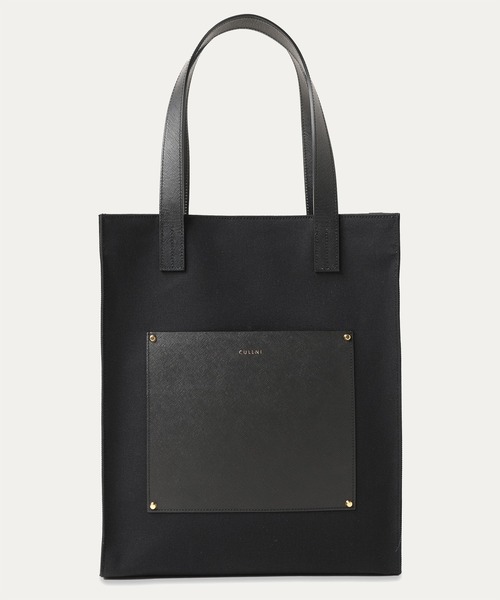 【美品】CULLNI　クルニ　キャンバス×レザー　トートバッグ　ショッパーバッグ Leather Pocket Canvas Tote（トートバッグ）｜CULLNI（クルニ）の