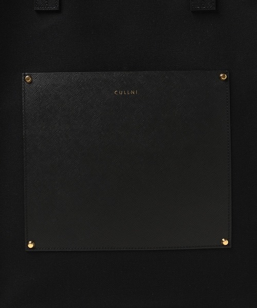 CULLNI（クルニ）の「Leather Pocket Canvas Tote（トートバッグ・メンズ・ブラック/ダークグレー/ブラック×ブルー・ONESIZE）」の5枚目の写真