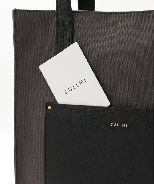 【美品】CULLNI　クルニ　キャンバス×レザー　トートバッグ　ショッパーバッグ Leather Pocket Canvas Tote（トートバッグ）｜CULLNI（クルニ）の