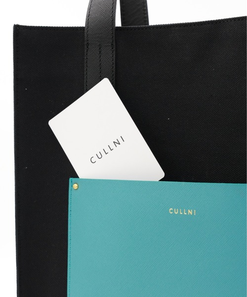 【美品】CULLNI　クルニ　キャンバス×レザー　トートバッグ　ショッパーバッグ Leather Pocket Canvas Tote（トートバッグ）｜CULLNI（クルニ）の